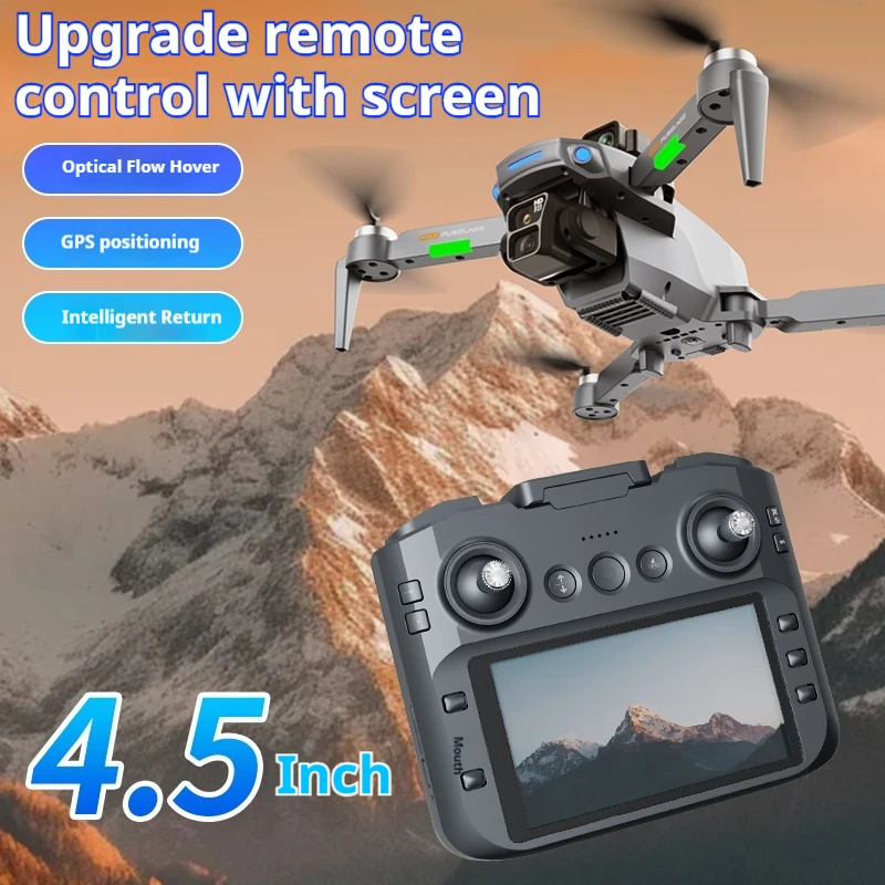 Drone 720P Professional GPS HD Camera Drones 5G WIFI FPV Video 720P UAV 4.7 inch large screen remote control RC Dron B8S-GPS