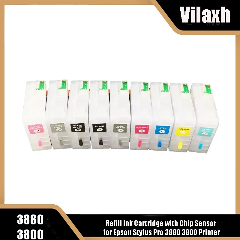 

Vilaxh For Epson Stylus Pro 3800 3880 Printer Refillable Ink Cartridge T5801 T5802 T5803 T5804 T5805 T5806 T5807 T5808 T5809