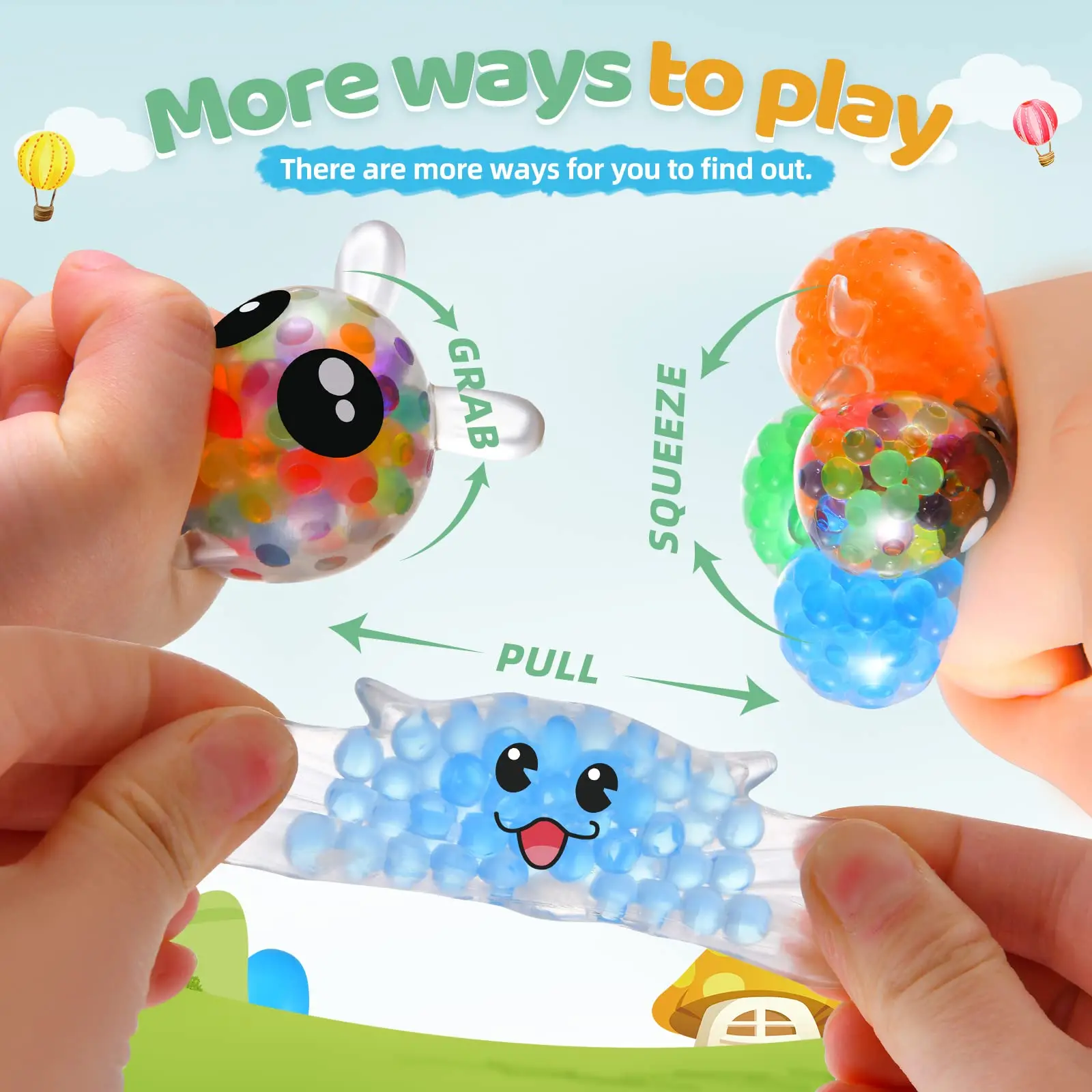 Easter Bunny Stress Balls - 5 Pack Sensory Fidget Toys For Kids And Adults Stress Balls With Colorful Water Beads