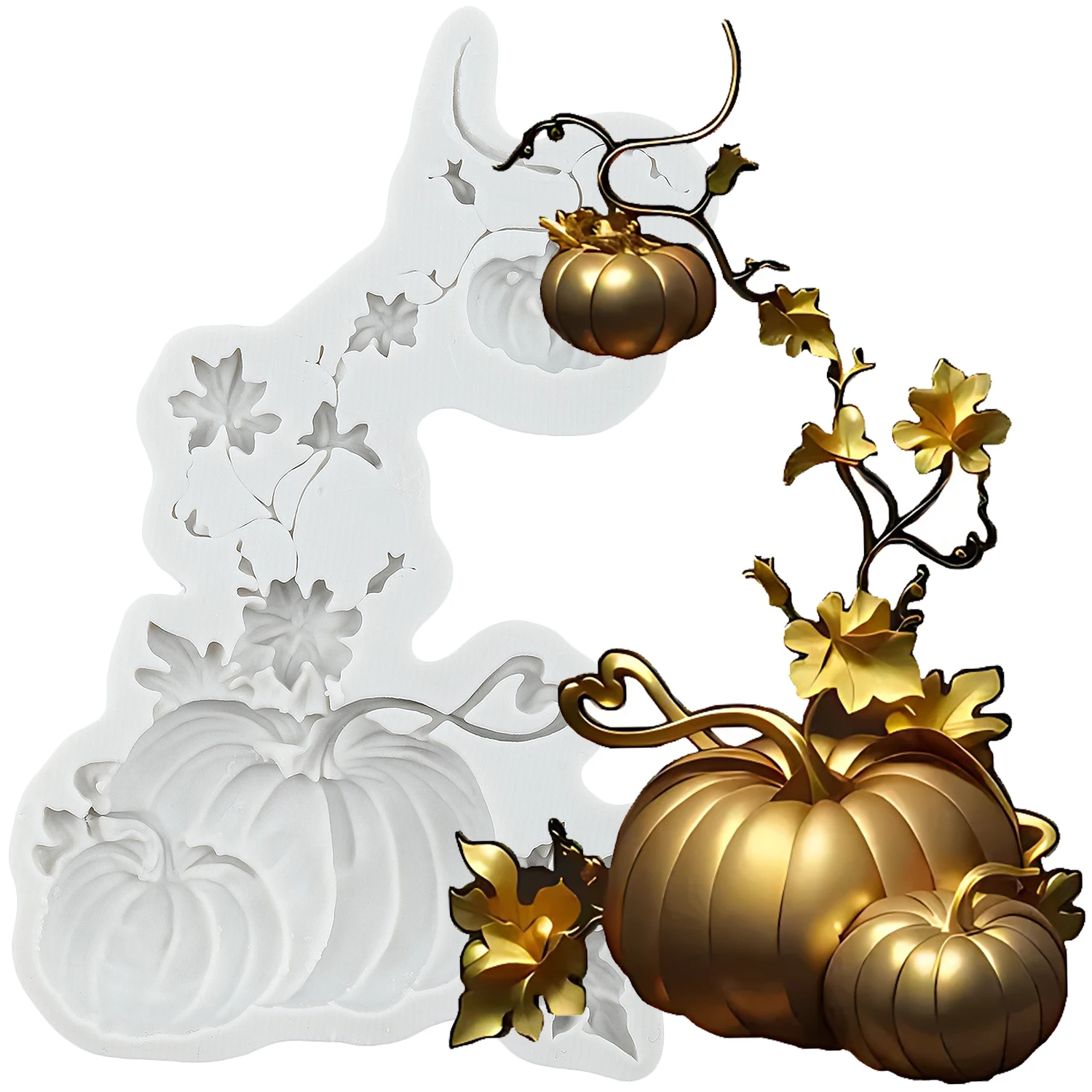 Moldes de silicona de calabaza, herramientas de decoración de tortas con fondant de vid, adorno para magdalenas, Chocolate, caramelo, azúcar, artesanía, pasta de goma, arcilla polimérica