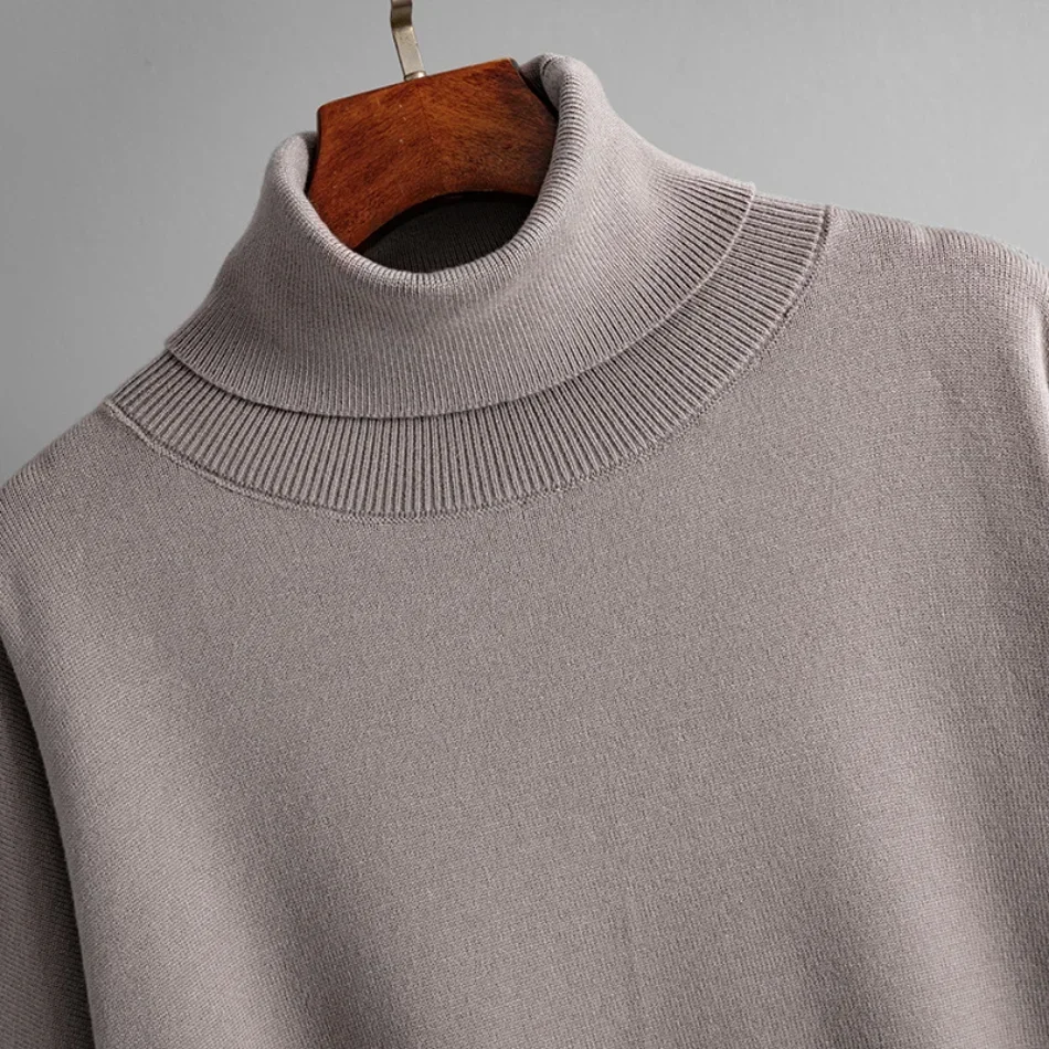 Women's Two Piece Set Autumn Winter High Collar Slit Knitted Sweater Pullover Fashion Casual Loose High Waist Pant Ensemble