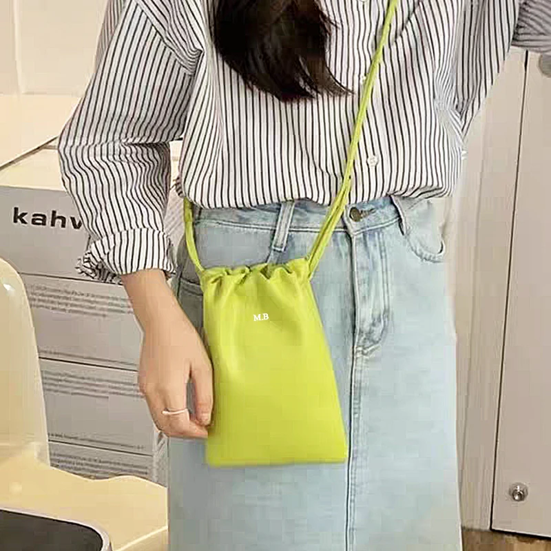 

Woman Personalized Luxury Casual Crossbody Bag PU Leather Fashion Simple Engrave Initials Phone Purse Custom Name Lady Handbag
