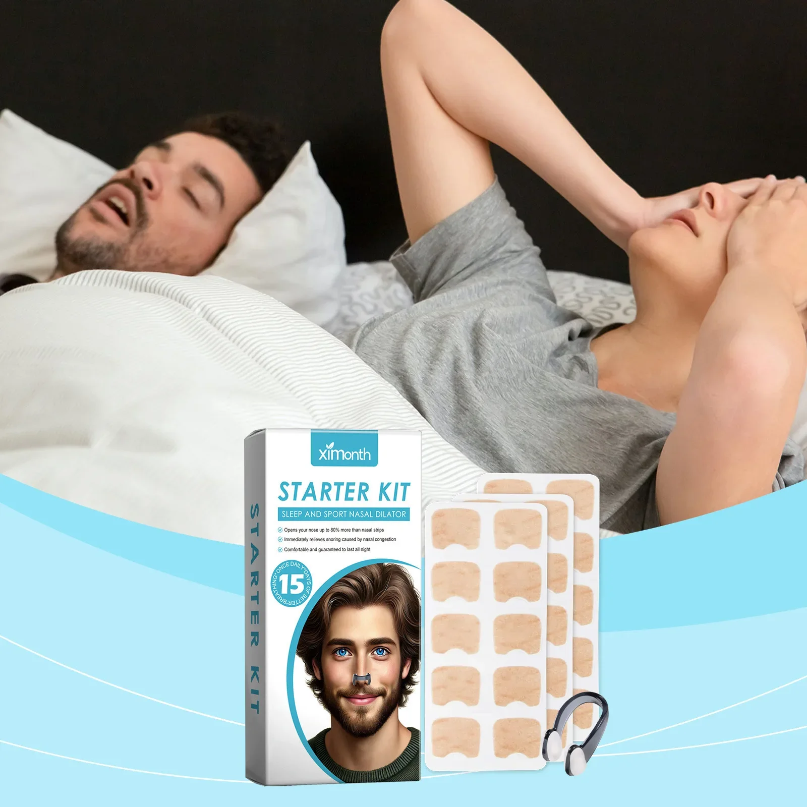 

XIMONTH Smooth Airflow Nasal Care Patches, Daily Gentle Cleaning Repair Anti Snoring Nose Strips