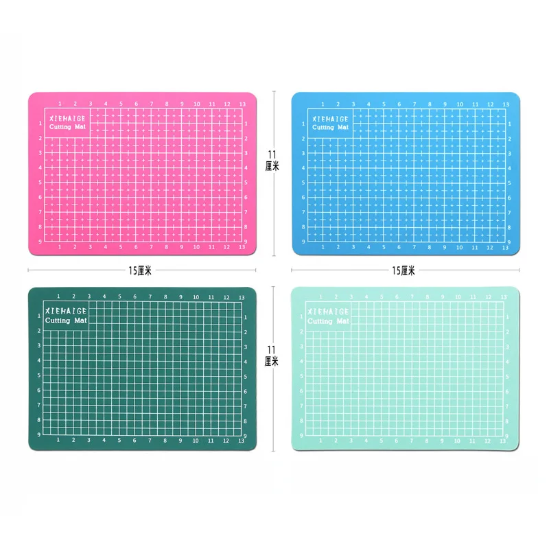 

4 colorxiehaige 15*11Double-Sided PVC A6 Cutting Mat Multipurpose Self Healing Cutting Mats for Durable Paper Mat for Cutting