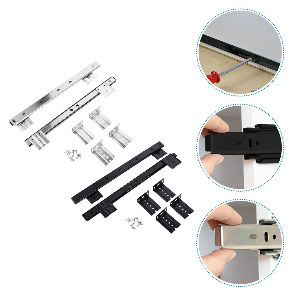 

2 Set Cold Rolled Steel Full Extension Slides Fold Guide Drawer Rails Keyboard Track Soft Close Continuous Bearings Durable Long