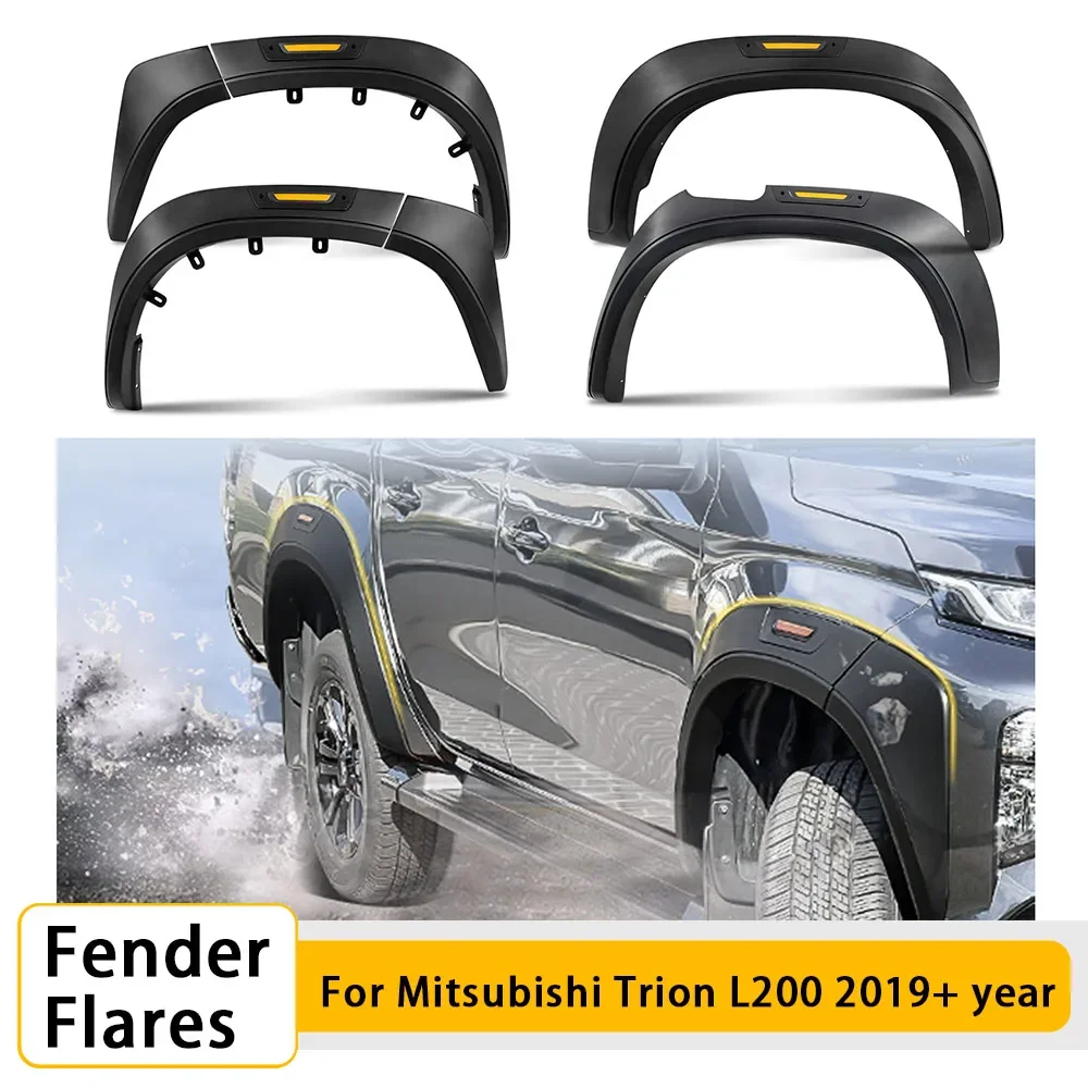 Reflector Style Wheel Arch Extension Fender Flares Set for Mitsubishi Trion L200 2019 2020 2021 2022 2023 4X4 Car Accessories