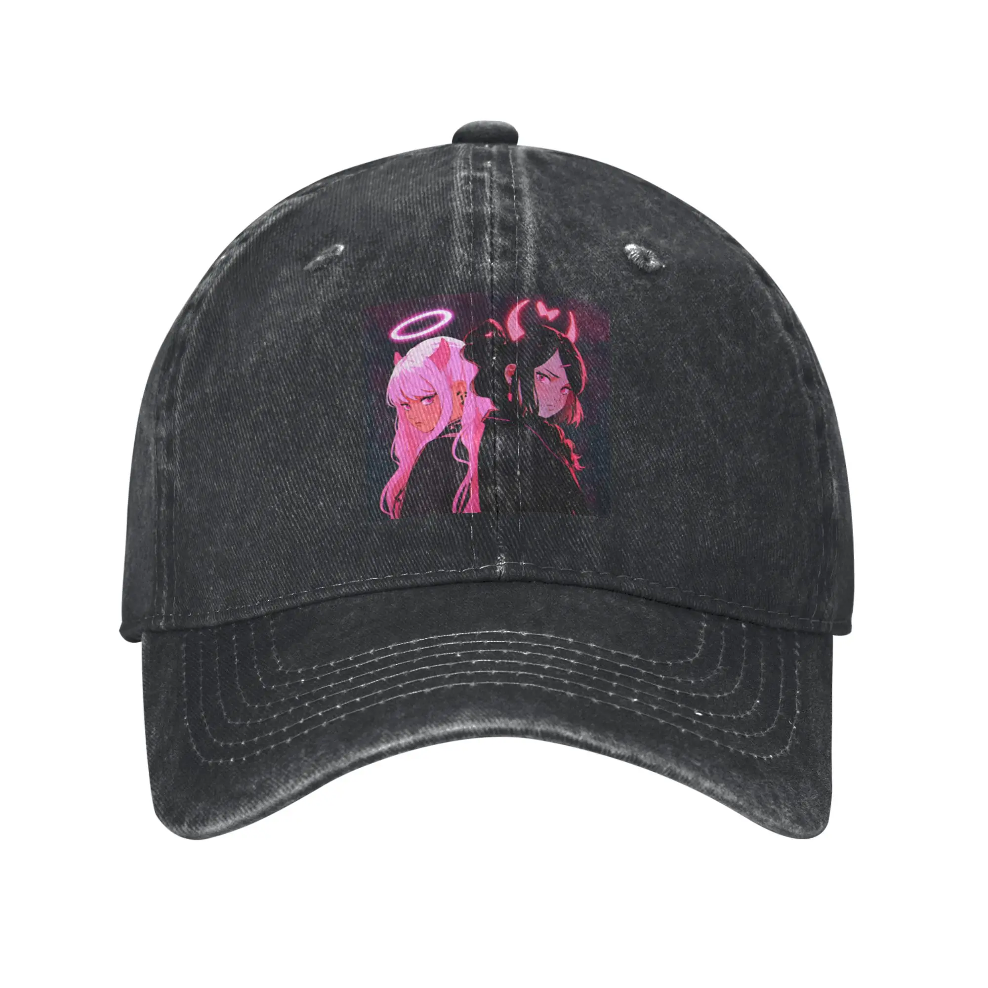 Dark Aesthetic Anime Angel vs Devil Fashion Baseball Cap  Vintage Hats  Windproof Outing Hats