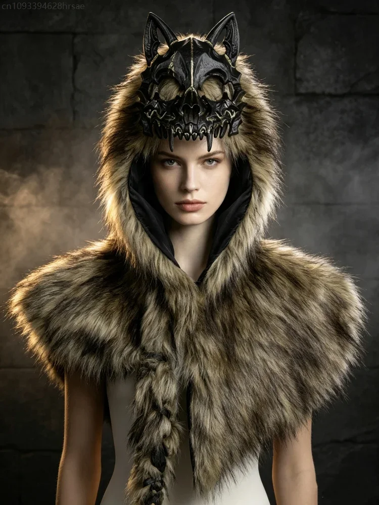 manteau-a-capuche-en-fausse-fourrure-medievale-chapeau-en-forme-de-crane-de-loup-medieval-cape-a-porter-sur-les-epaules-costume-de-guerrier-pour-cosplay-accessoire-de-carnaval-accessoire-de-tete