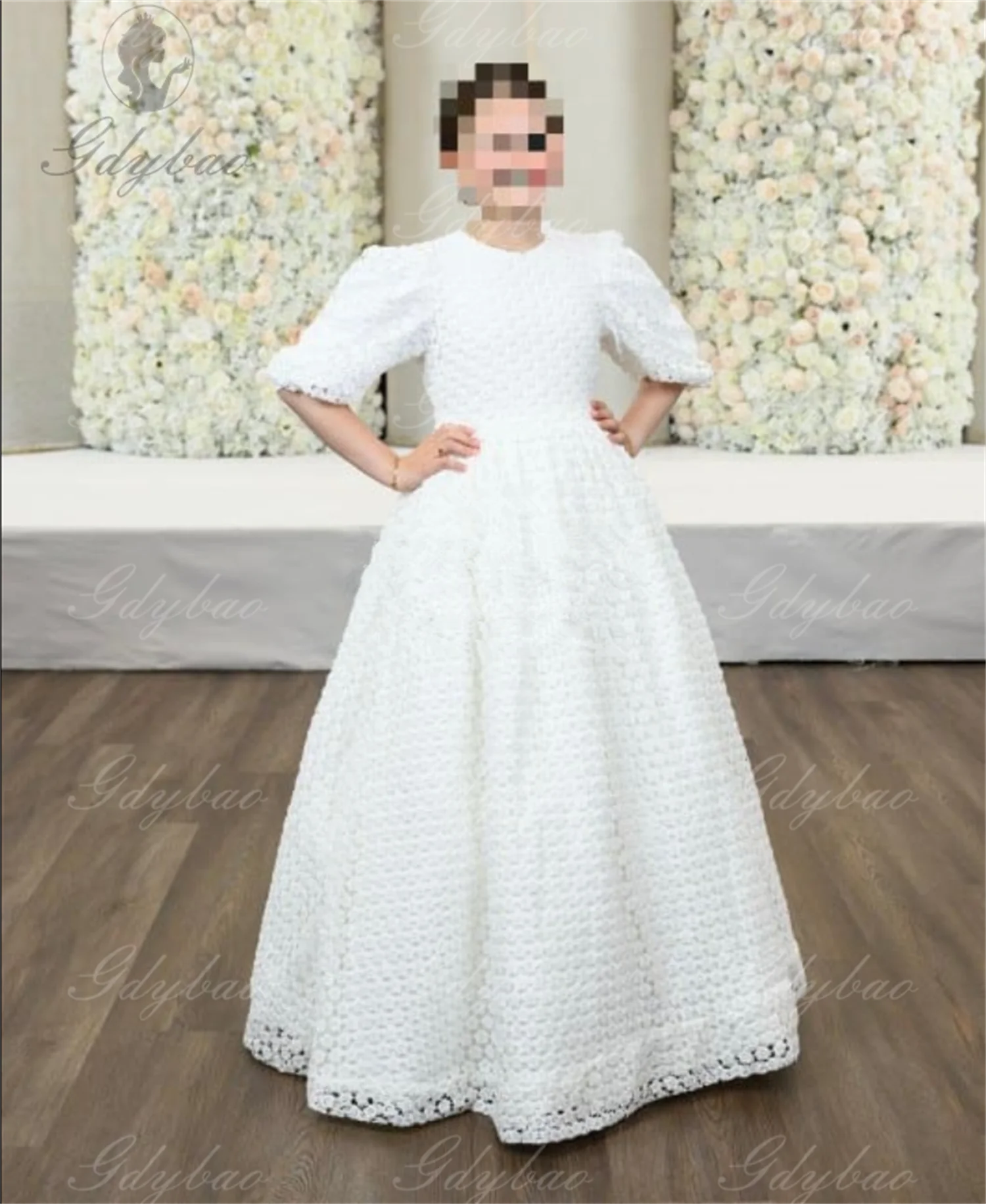 Wedding  Party Dresses Custom Made Ivory lSister Of The Bride Gown for Special Occasion Puffy 3/4 Balloon Sleeve Pricness Birthd