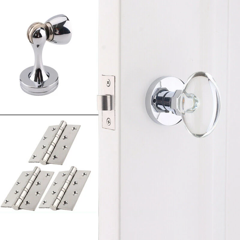 

Top Luxury French Oval Crystal Door Knobs Privacy Door Locks Interior Bedroom Bathroom Silent Split Door Knobs Lock Keyless