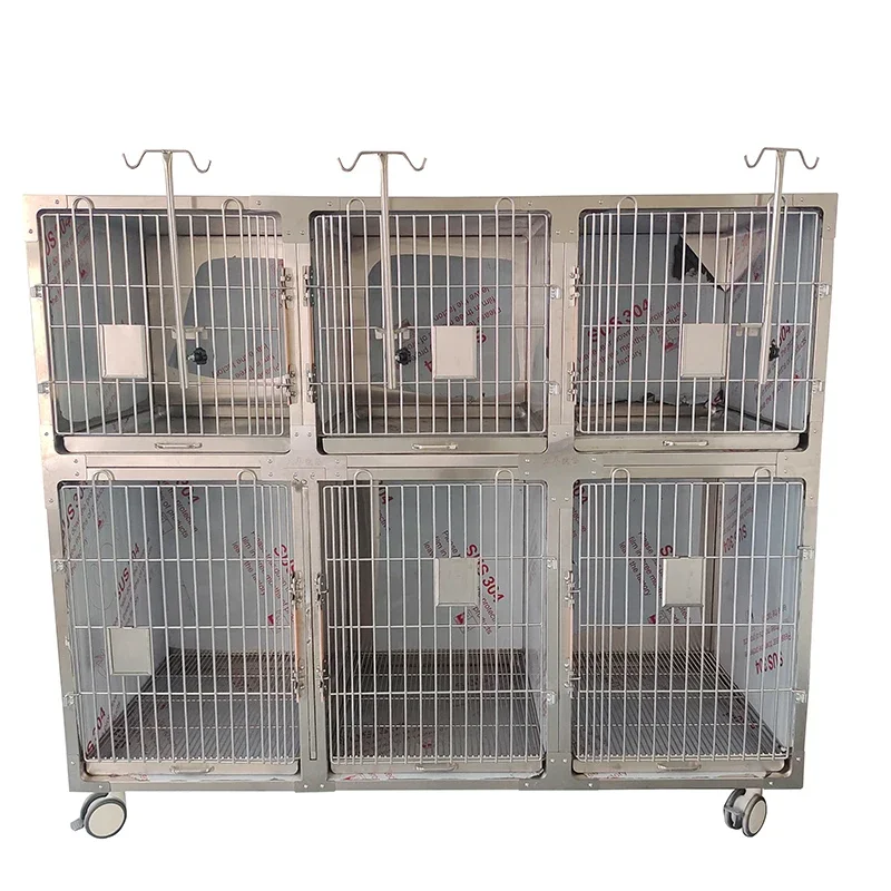 Certified Veterinary Grade 304 Stainless Steel Dog Cage Hotel Metal Kennel