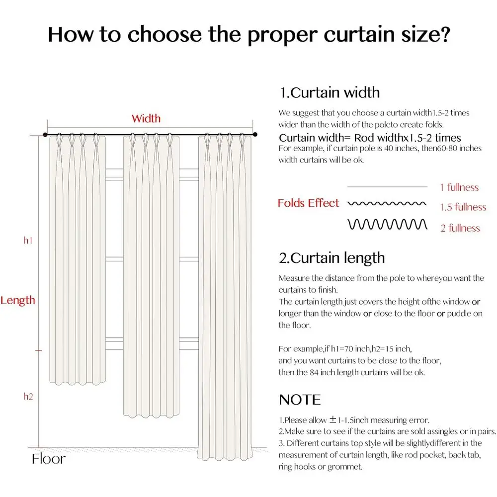ستائر كتان أنيقة بطيات، 95 طويلة، لمساحات المعيشة مع خطافات، لوحين، 40 واسعة