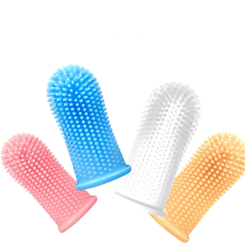 Pet Finger Toothbrush Cleaning Products for Cats and DogsOral Cleaning ToothbrushesSilicone Bristles Pet Finger Toothbrush Clean