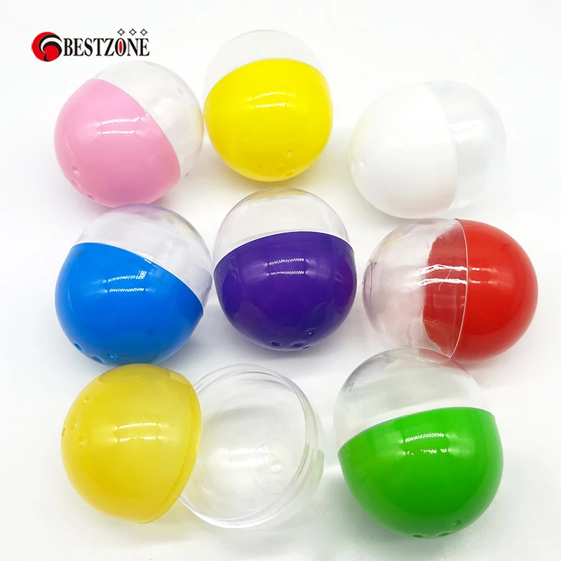 100Pcs Diameter 47x56MM 1.85*2.2Inch Plastic PP+PS 11 Colors Empty Toy Capsules Surprise Ball For Vending Machine Can Fill Toys