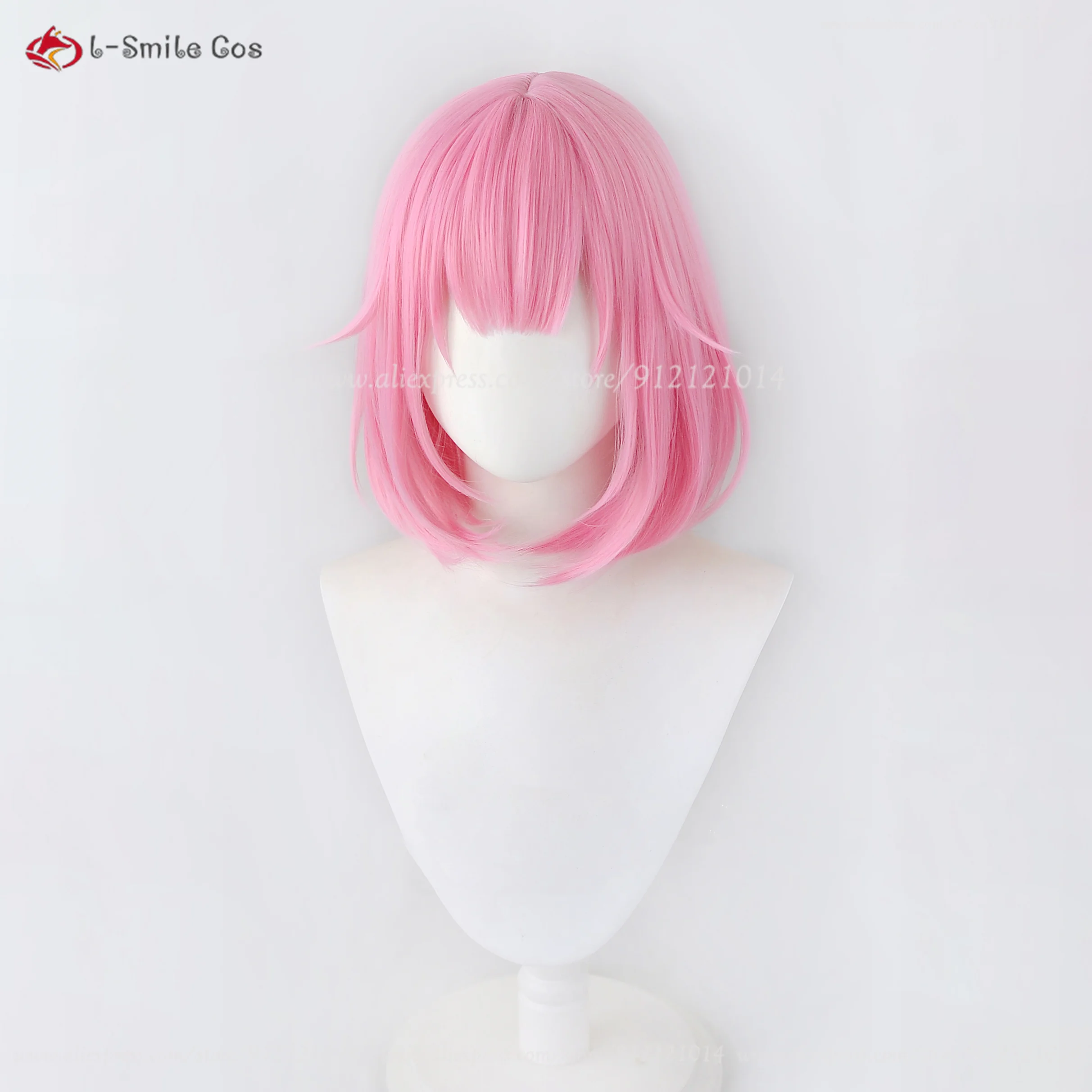 Ootori Emu parrucca Cosplay cuoio capelluto 34cm breve rosa donne parrucche Anime capelli sintetici resistenti al calore parrucche per feste di Halloween + cappuccio per parrucca