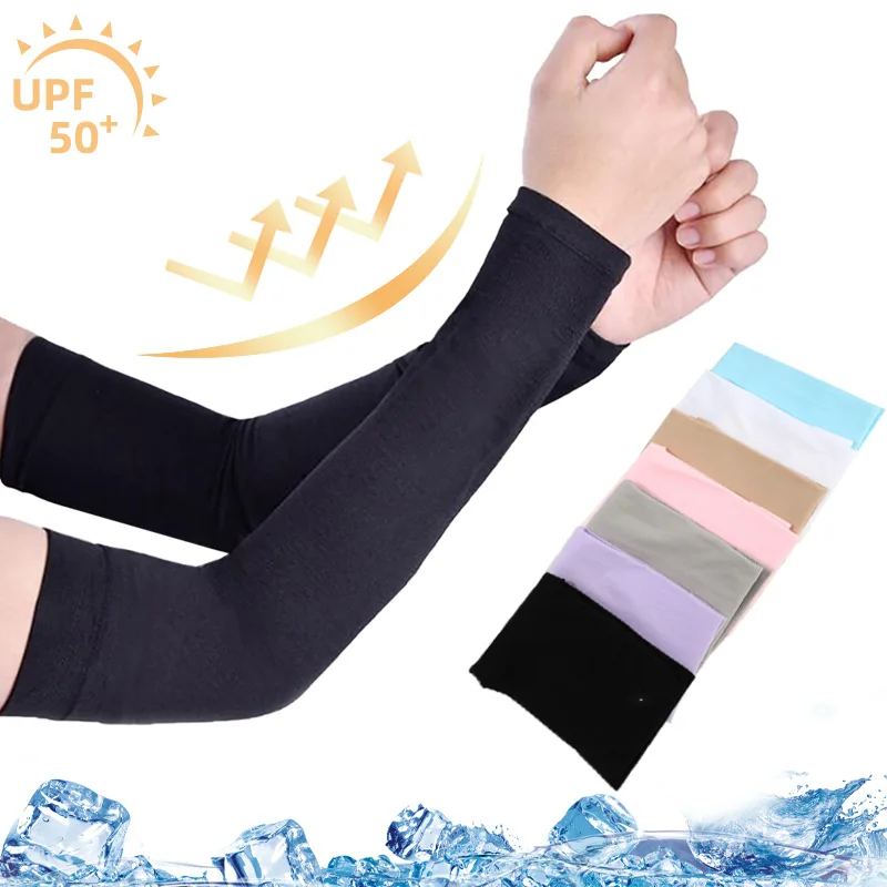 2Pcs Uv Protection Arm Sleeves Warmers Summer Women Men Sports Long Arm Cover Cooling Warmer For Running Golf Cycling Fishing