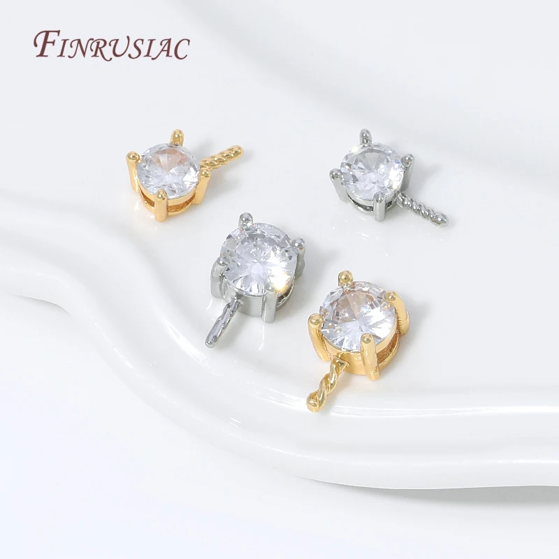 18K Gold Plated CZ Prong Set Pearl Connector,Zircon Inlaid Pearl Mounting Accessories,DIY Necklace Bracelet Jewelry Making view 5