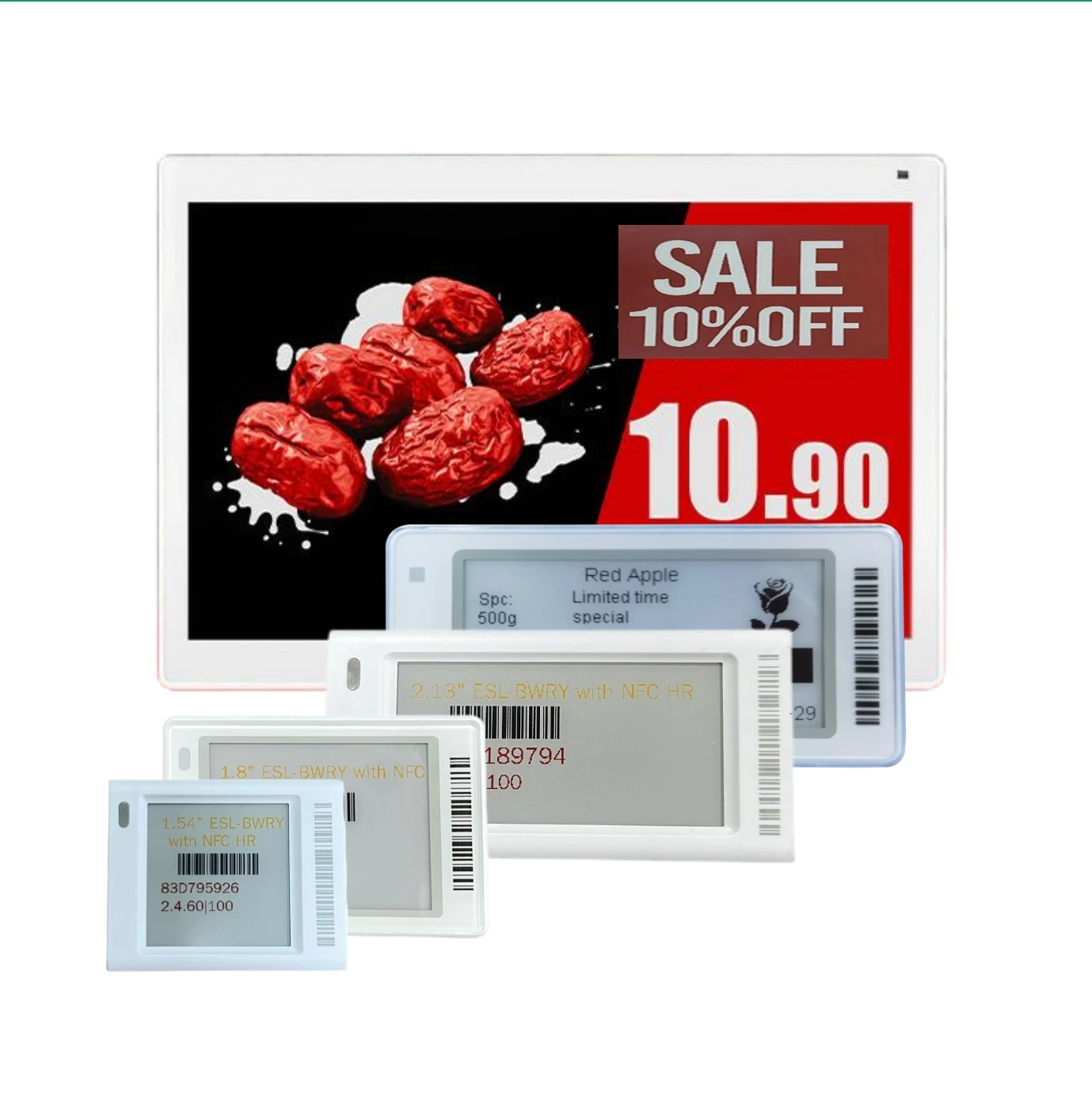 تابلت بالحبر الإلكتروني مع قلم يدعم الرف الإلكتروني نظام Esl لعلامات أسعار سوبر ماركت الفاكهة 10.2 بوصة عرض الحبر الإلكتروني Rgb 10"