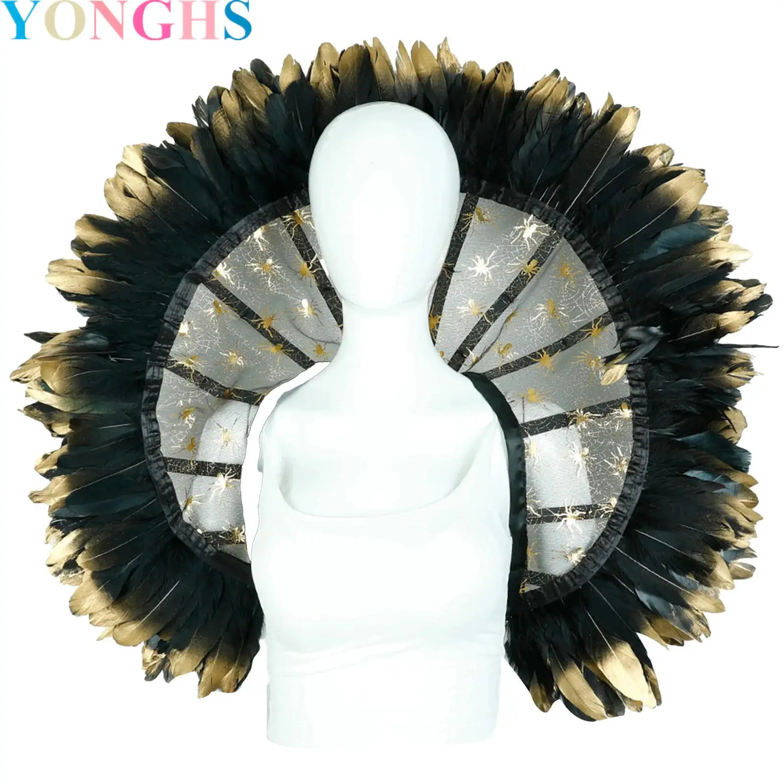 

Halloween Feather Lace Cape Shawl Cloak Shoulder Carnival Masquerade Shawl Costumes Dress Up Accessories