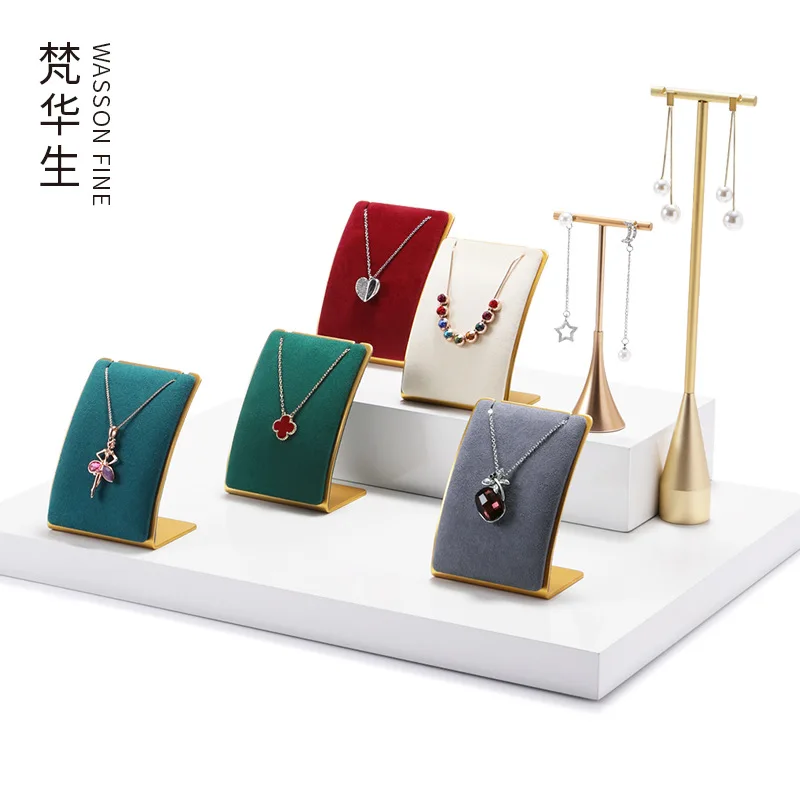 

Metal microfiber pendant display stand necklace jewelry storage rack window creative jewelry display props