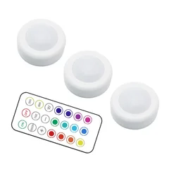 Wireless RGB RGBW LED Puck Light with Remote Control Under Cabinet Closet Light Stick On Lights For Kitchen Wall Wardrobe