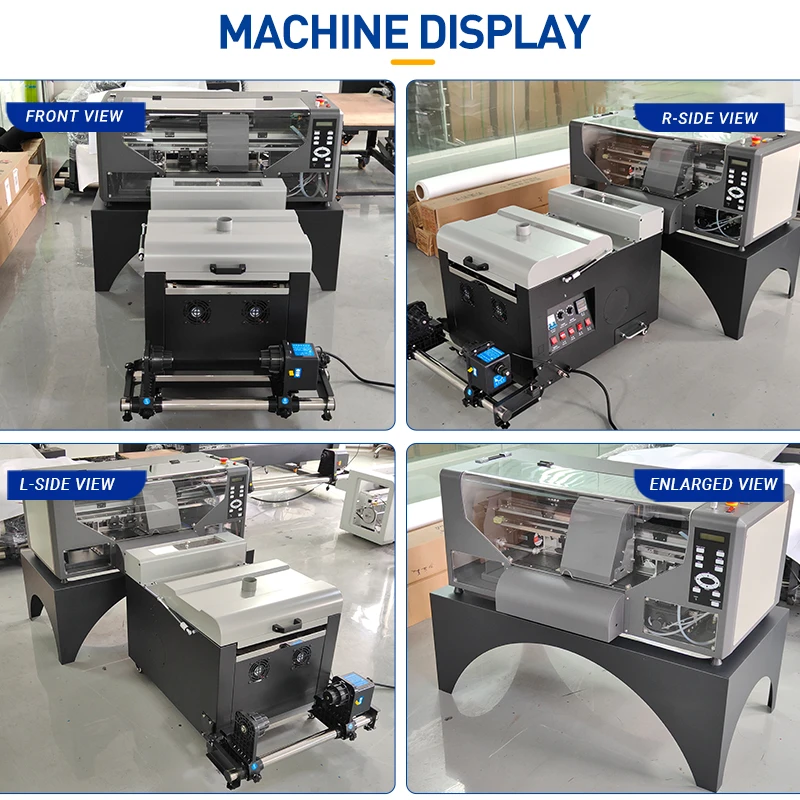 A3 CMYKW Inkjet Printing Machine Heads 30cm Pet Film DTF Hot Transfer Sticker Printer for T-Shirt