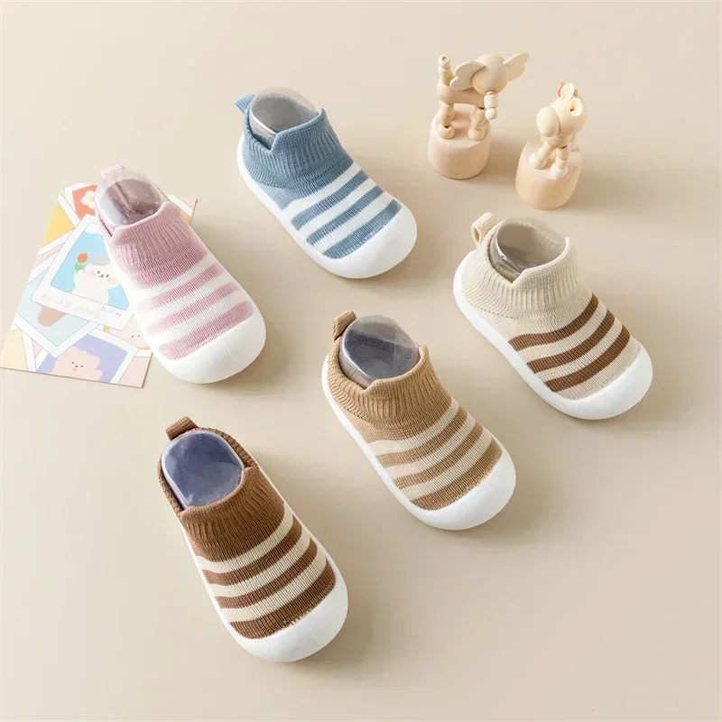 

Korean Style Striped Spring and Summer Children's Indoor Shoes Wear-resistant Non-slip Baby Socks Shoes Infant Shoes