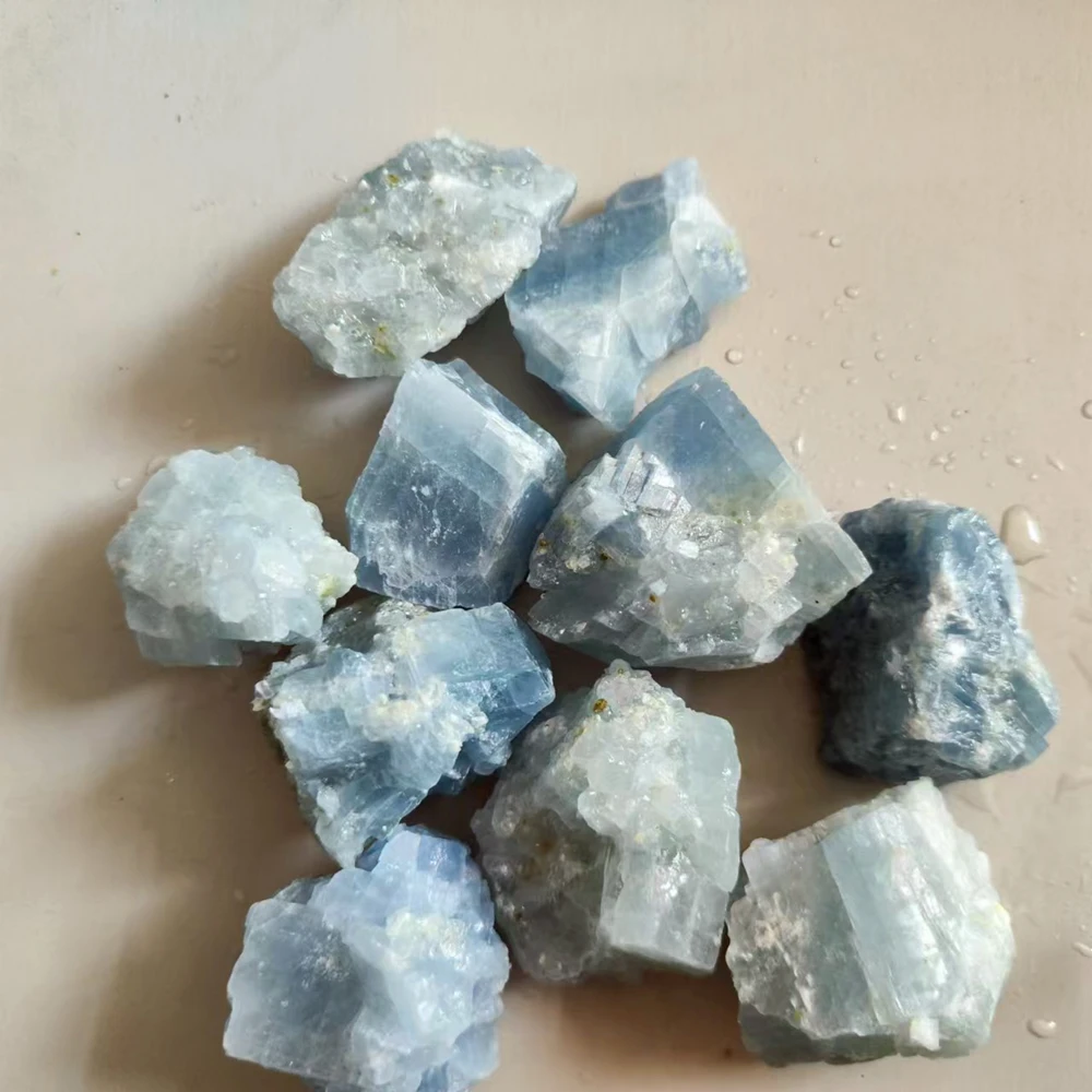 Natural Blue Calcite Stone Raw Stone Quartz Crystal Rock Healing Reiki Mineral Aquarium Home Room Decoration Fengshui Stone