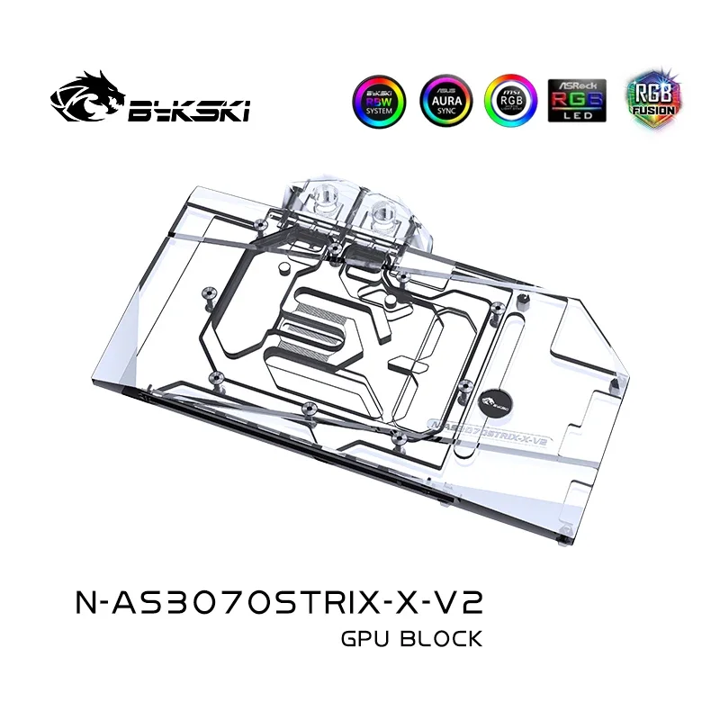 Bykski N-AS3070STRIX-X-V2, Graphics Card Water Block For Asus RTX3070 / 3060Ti STRIX  GPU Watercooler, 5V ARGB AURA SYNC