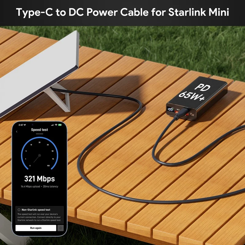 USB C To DC Power Cable For Starlink Mini USB Type-C Input To Waterproof Power Cable For Starlink Gen3 Mini (16.4Ft )