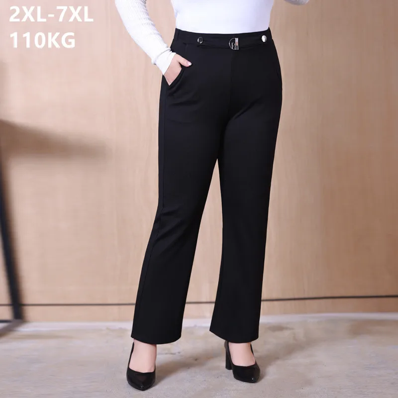 Spring Autumn Formal Pants Women Big Large Size 7XL 6XL 5XL Plus Loose Lady Office Stretched Elastic Waist Black Girl Clothing