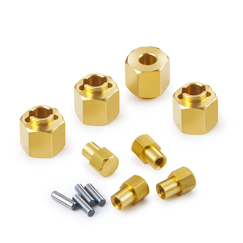 AXSPEED 4PCS Brass Wheel Hex Adapter 5/6mm Widen Extended Drive Adapter for 1/24 RC Crawler Car Axial SCX24 All Series