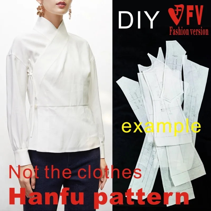 Odzież DIY wzór odzież damska cross-collar koszula Hanfu 1:1 schemat na przybory do szycia BHF-011