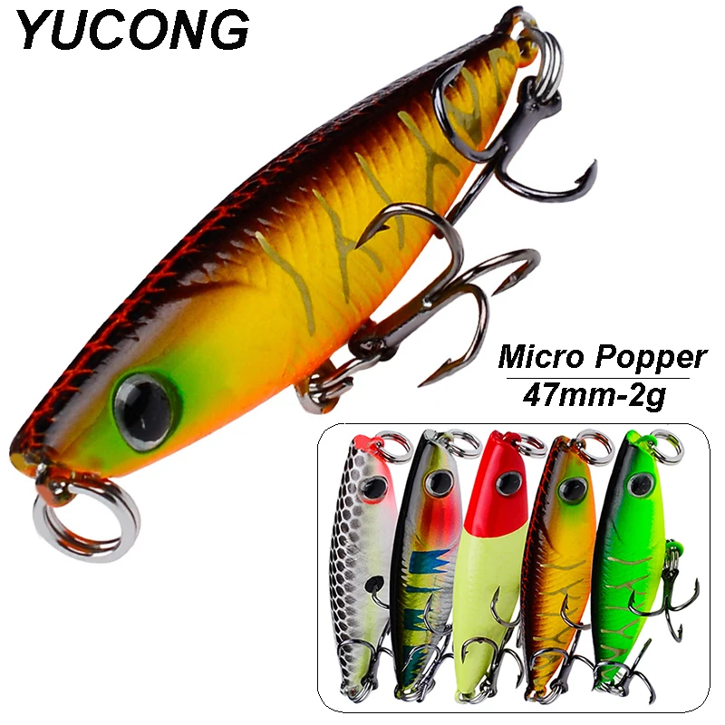 Yucong 5pcs Mini Popper Köder 4,7 cm-2g Troll ing Angeln lockt laut hart Leurre sinkenden Wobbler laut isca señuelos angeln koder