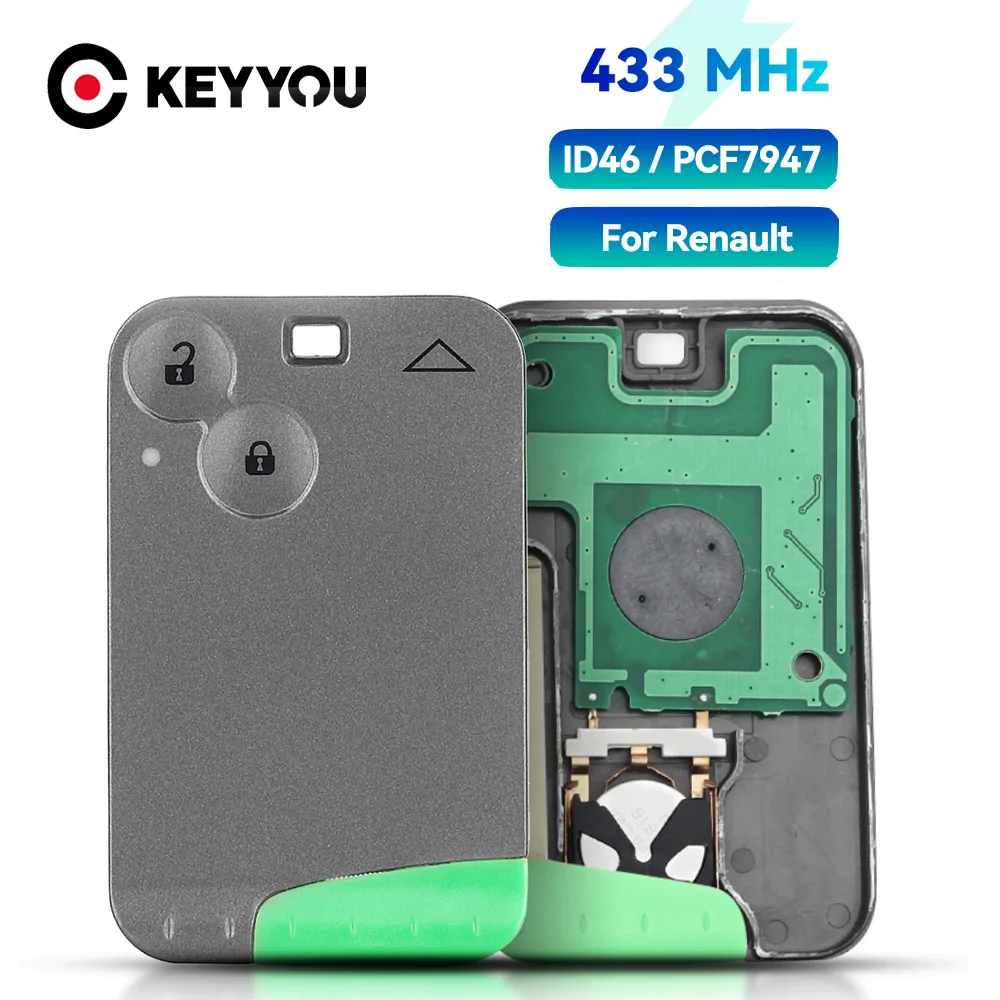 KEYYOU Remote Car Key For Renault Laguna Espace 2 Buttons 433Mhz PCF7947 ID46 Chip Remote Control Key Keyless Entry