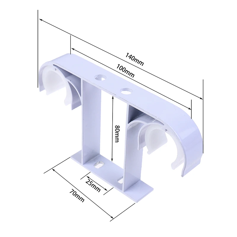 Double Curtain Rod Brackets Top Mounted Roman Rod Aluminium Holder Suspended Curtain Rod Support Bracket