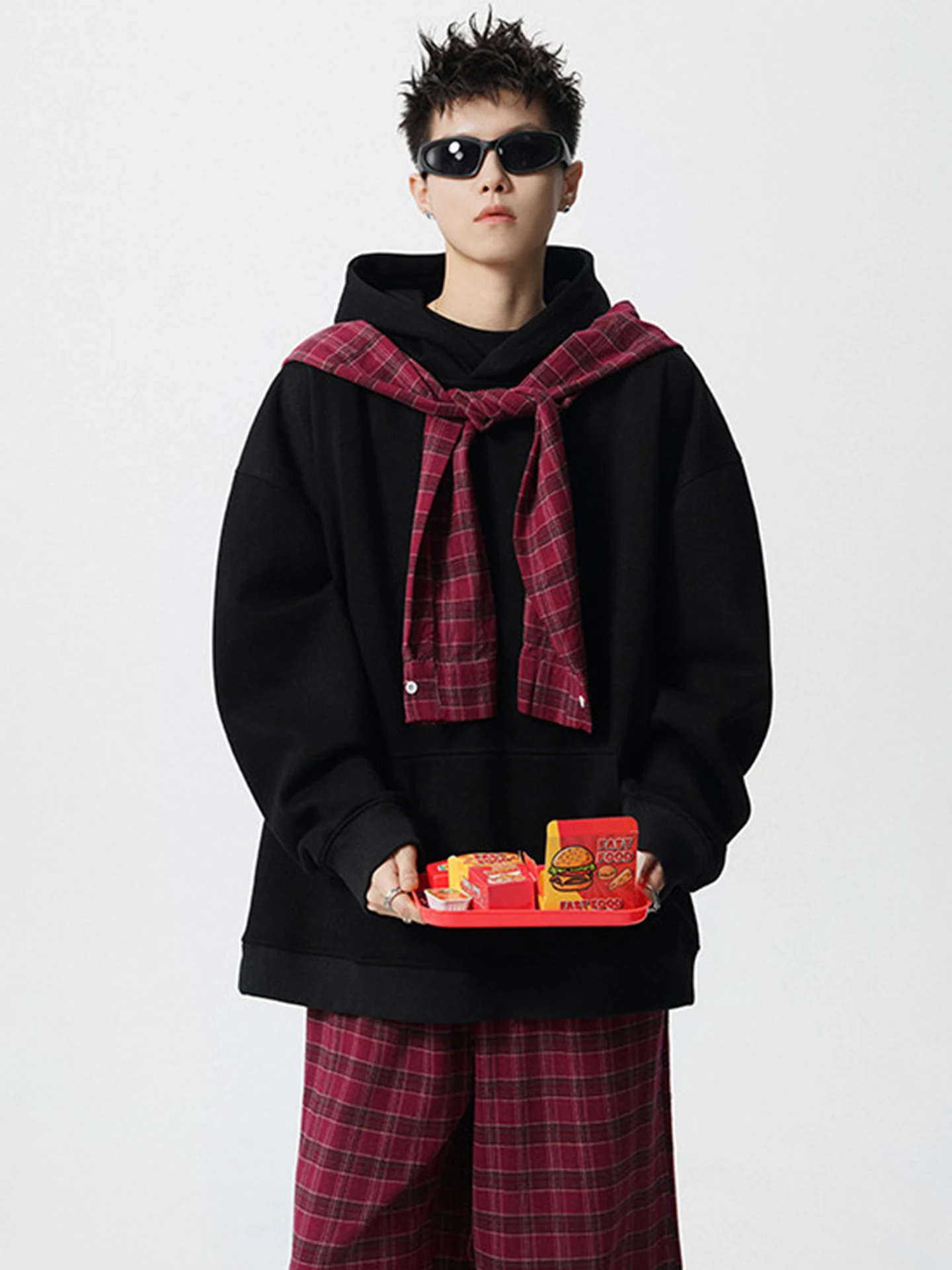 

Мужской повседневный комплект: толстовка с капюшоном и клетчатым узором, осенний спортивный костюм, удобная куртка с длинными рукавами для молодежи