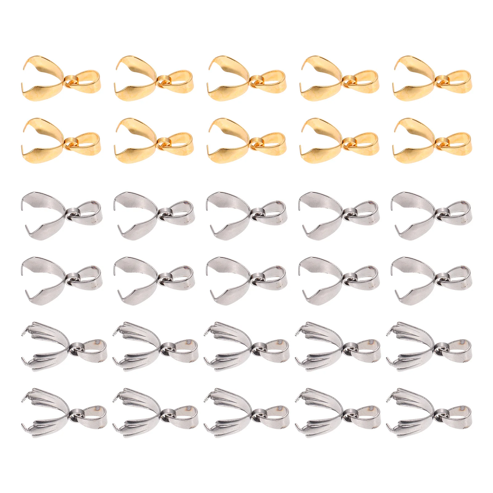 

30pcs Stainless Steel Pendant Buckles Necklace Connector Clasps for Jewelry Making Charm Connecting Bail Connectors Metal