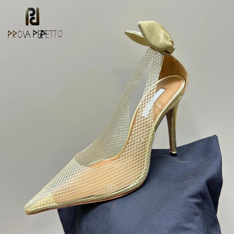 

Evening Party Sandals for Women Back Butterfly Slip on Pointed Toe Cute Fashion Dress Shoe Female PVC Runway T-show Sapatos