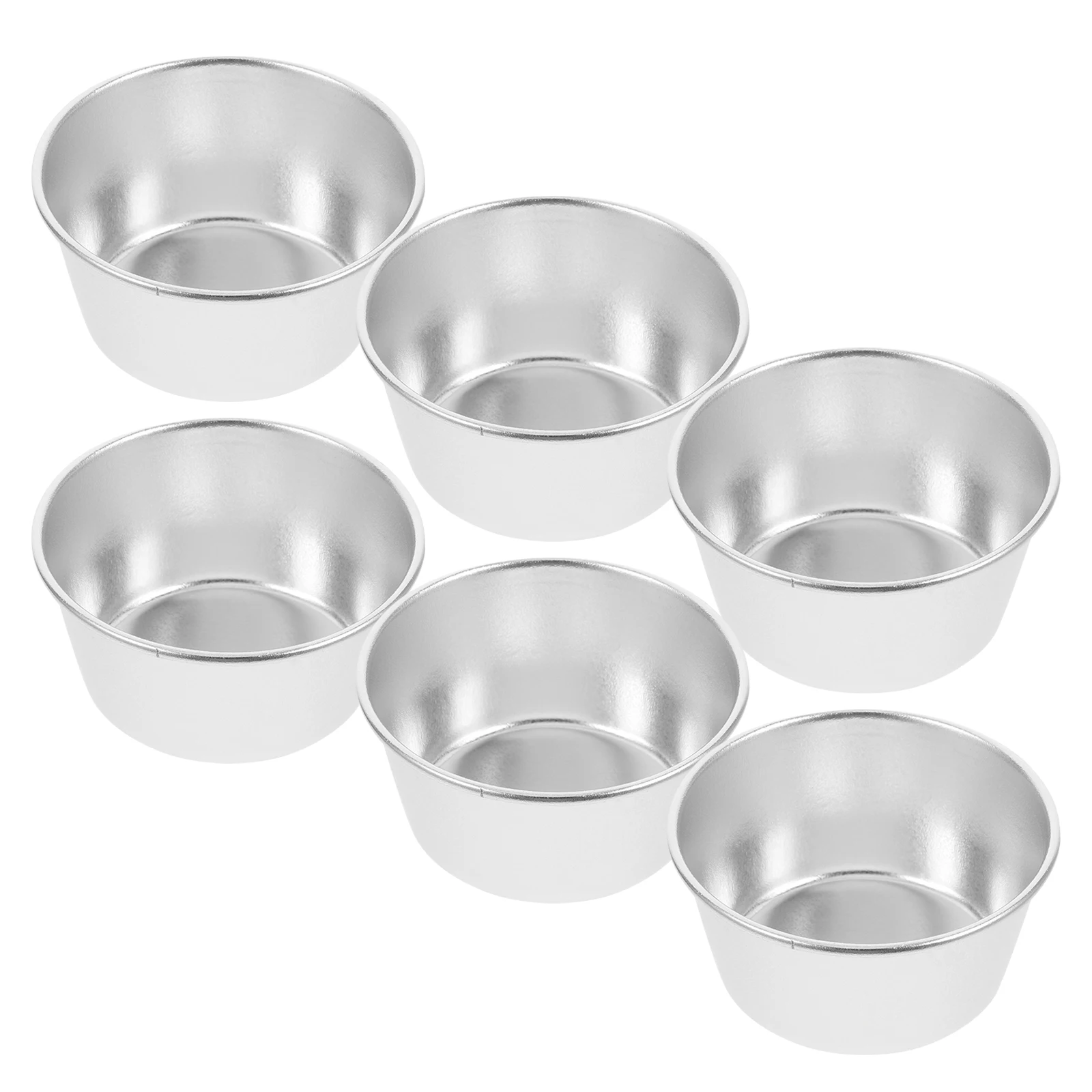 

6pcs Non stick Pudding Cups Baking Molds Round Cake Pans Large Muffin Tins Smooth Surface Easy Clean Heat Resistant Carbon Steel
