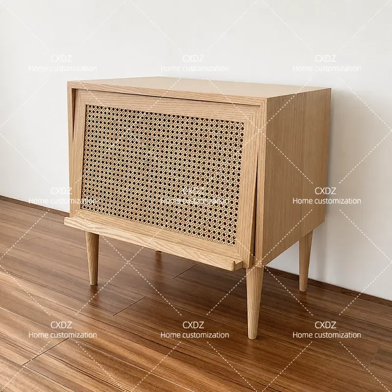 Nordic Rattan Storage Basket Japanese Style Simple Book Locker Small Apartment Household Snack Finishing Storage Cabinet