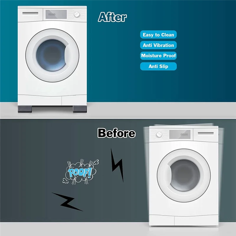 A67P-وسادة مضادة للاهتزاز للغسالة غسالة مجفف الركائز ترتدي منصات القدم المطاطية المربعة #4