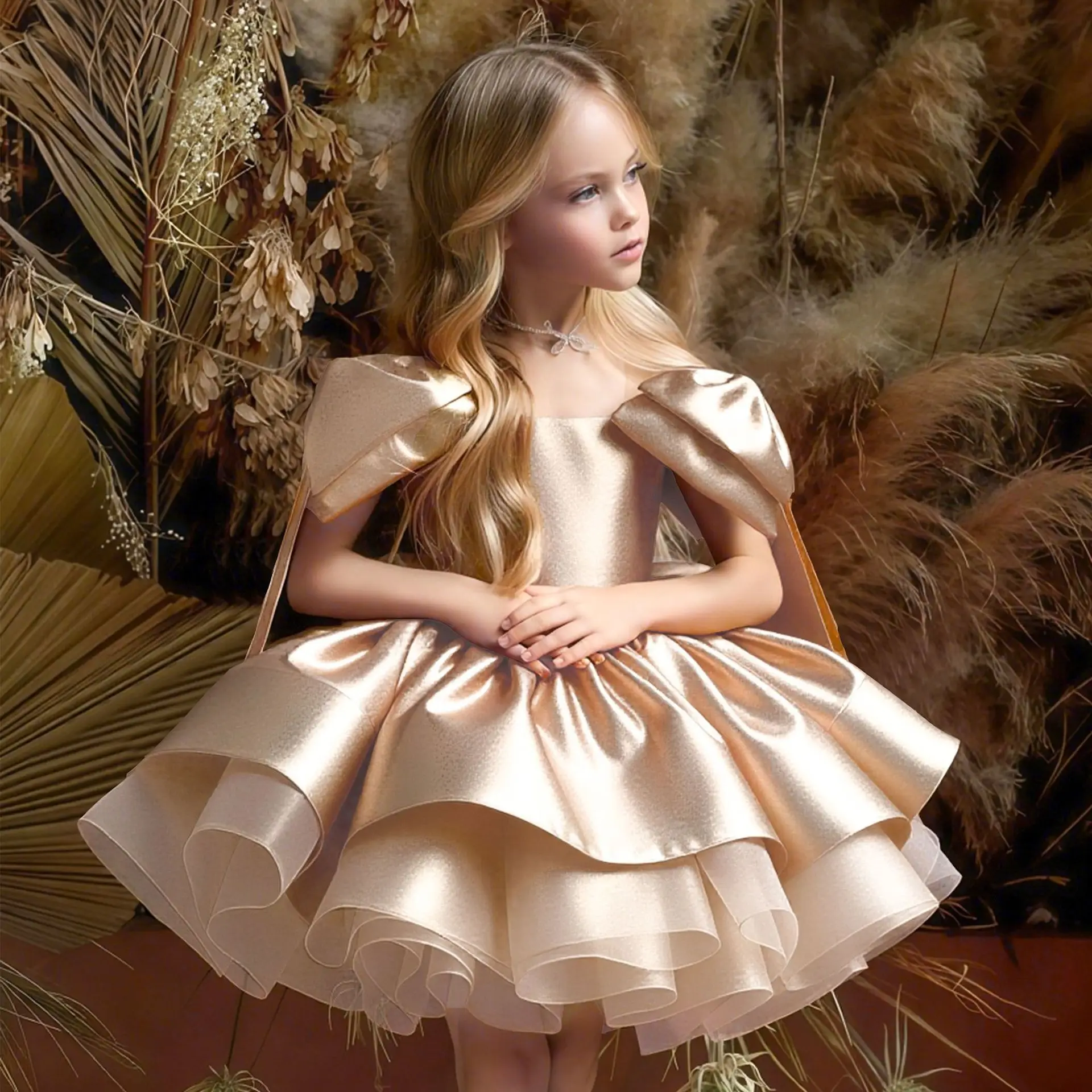 Birthday Party Princess Dress for Girls: 2026 Summer New Arrival—Stylish and Trendy Piano Host & Children’s Performance Outfit