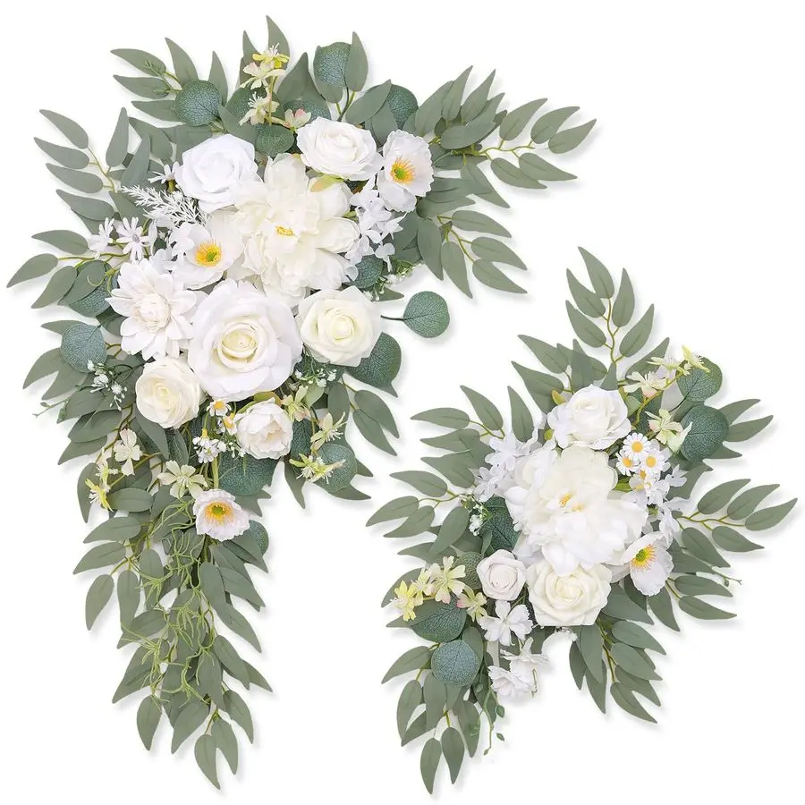 

2 декоративных композиции из искусственных цветов для свадебной арки, цветочные гирлянды для приветственной вывески, фона, арки из воздушных шаров, для домашней вечеринки B