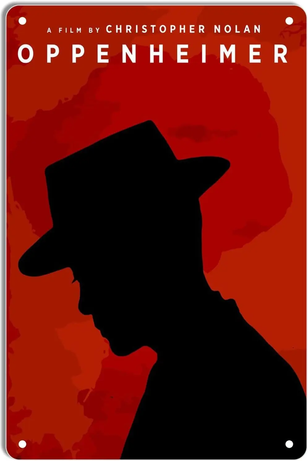 DWQUIX معدن القصدير تسجيل oppenheimer الحد الأدنى من ملصقات الفيلم لديكور المسرح المنزلي وفن الحائط الرجعية 8x12 بوصة #1