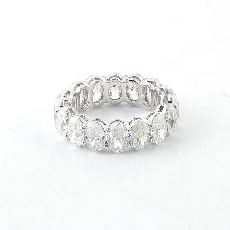 Provence 10K/14K/18K Moissanite Eternity Rings for Women Oval Cut D Color VVS Promise Rings for Couples Wedding Band