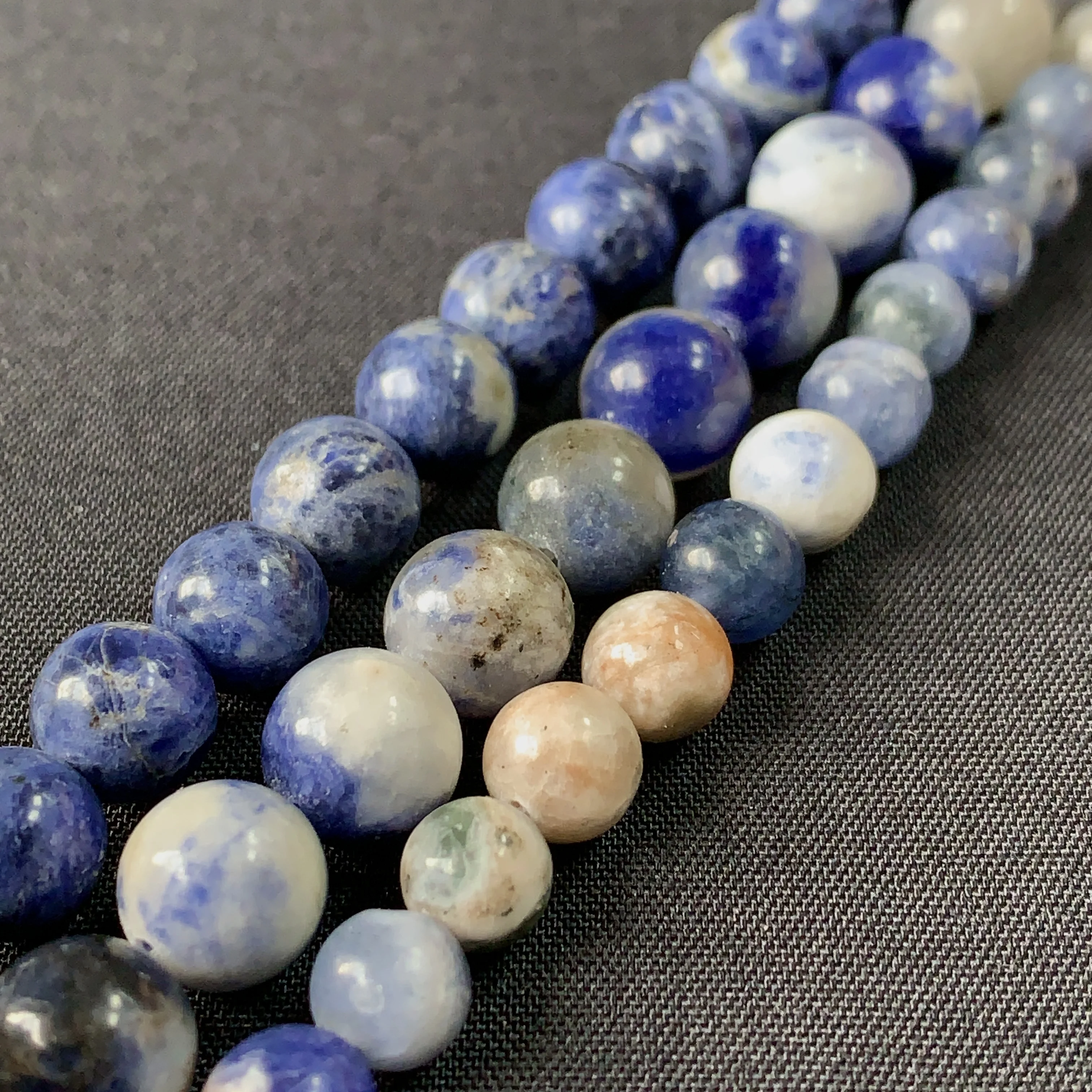 Manik-manik Sodalite alami helai bulat longgar manik-manik pemisah untuk membuat perhiasan DIY gelang pesona anting aksesoris 6MM 8MM