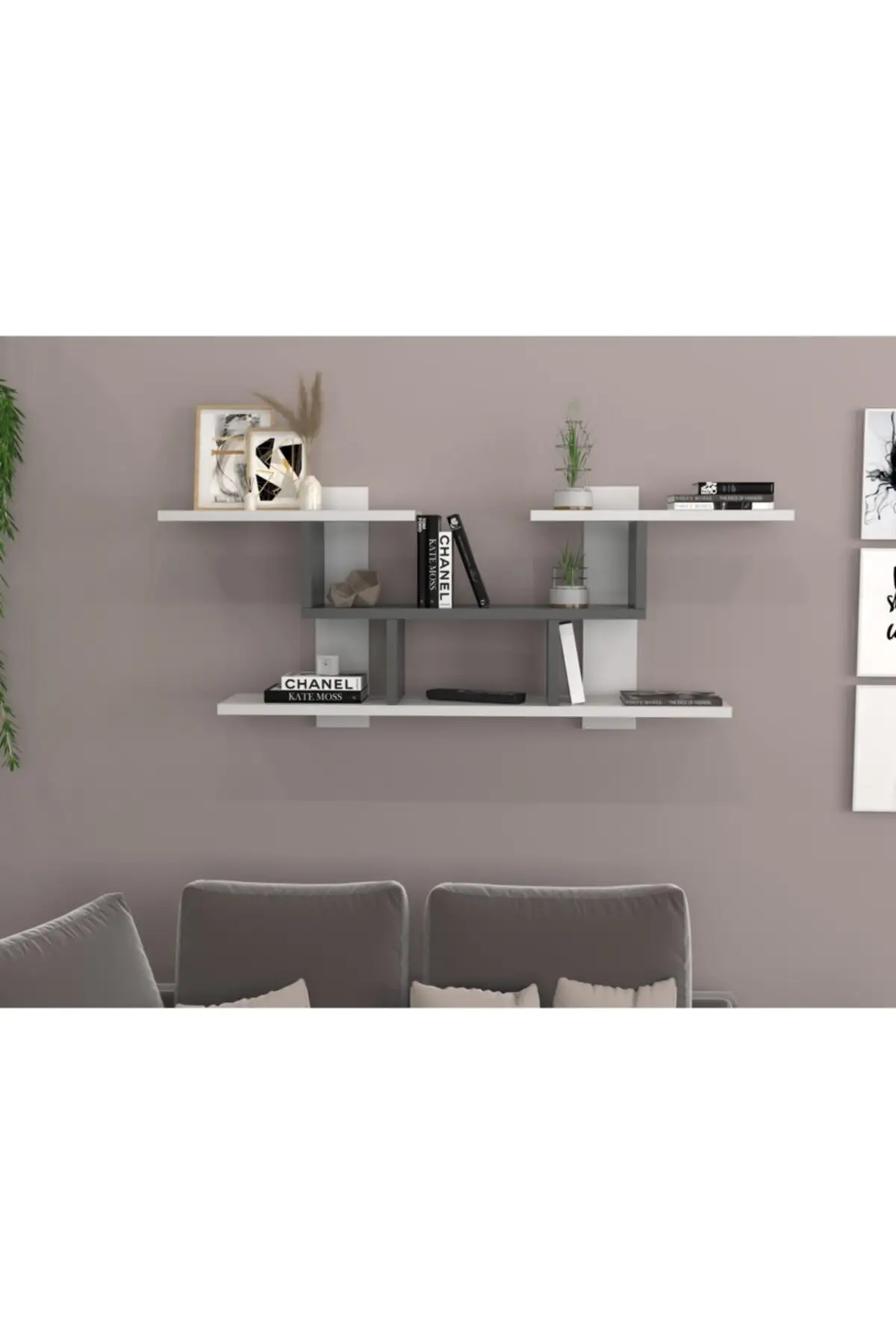 Network The Library Wall Rack Anthracite white bookcase