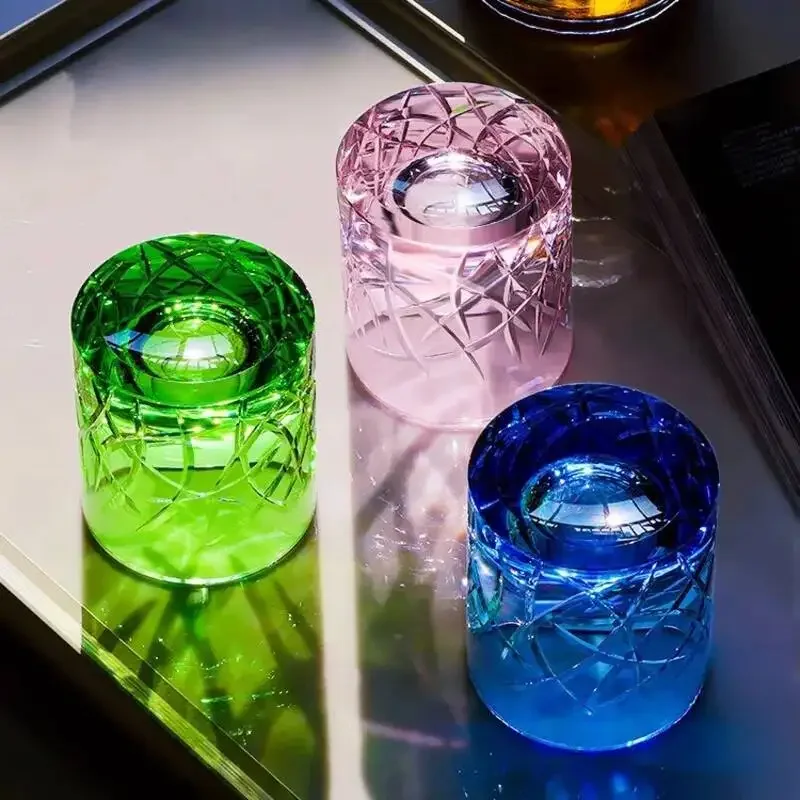 Sea Wave Whisky Cup Luxury Lead Free Crystal Wine Glass Present Retro Carved Thickened Chivas Brandy Tumbler Water Tea Beer Mug