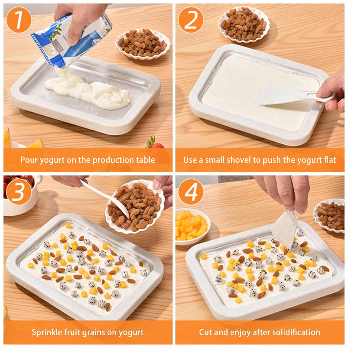 Ice Cream Roll Maker Machine With 2 Scrapers Ice Cream Maker Plate Multifunctional Cold Sweet Fried Food Plate Rolled Ice Cream